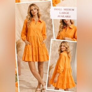 Lavender J Kats Mini Dress Orange Tiered Babydoll Poplin